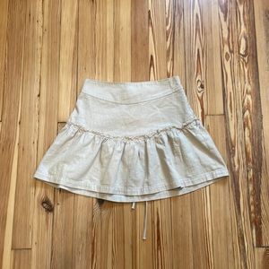 Free people tan lace up ruffle skirt size 2